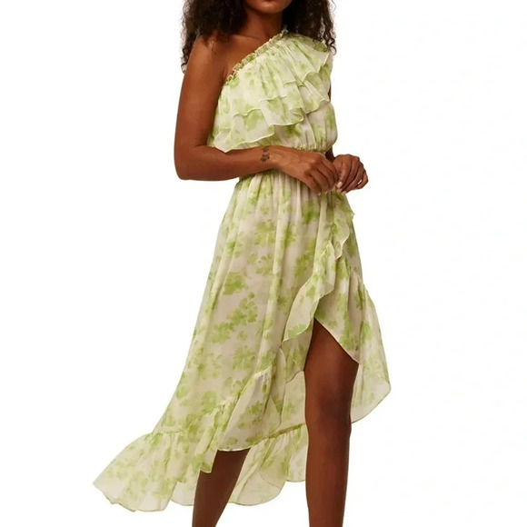 Misa Rumi One Shoulder Asymmetric Ruffle Floral Print Chiffon Dress Size S NWT - Picture 13 of 13